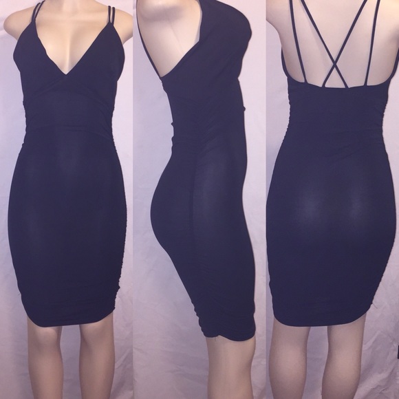black tight fitted dress